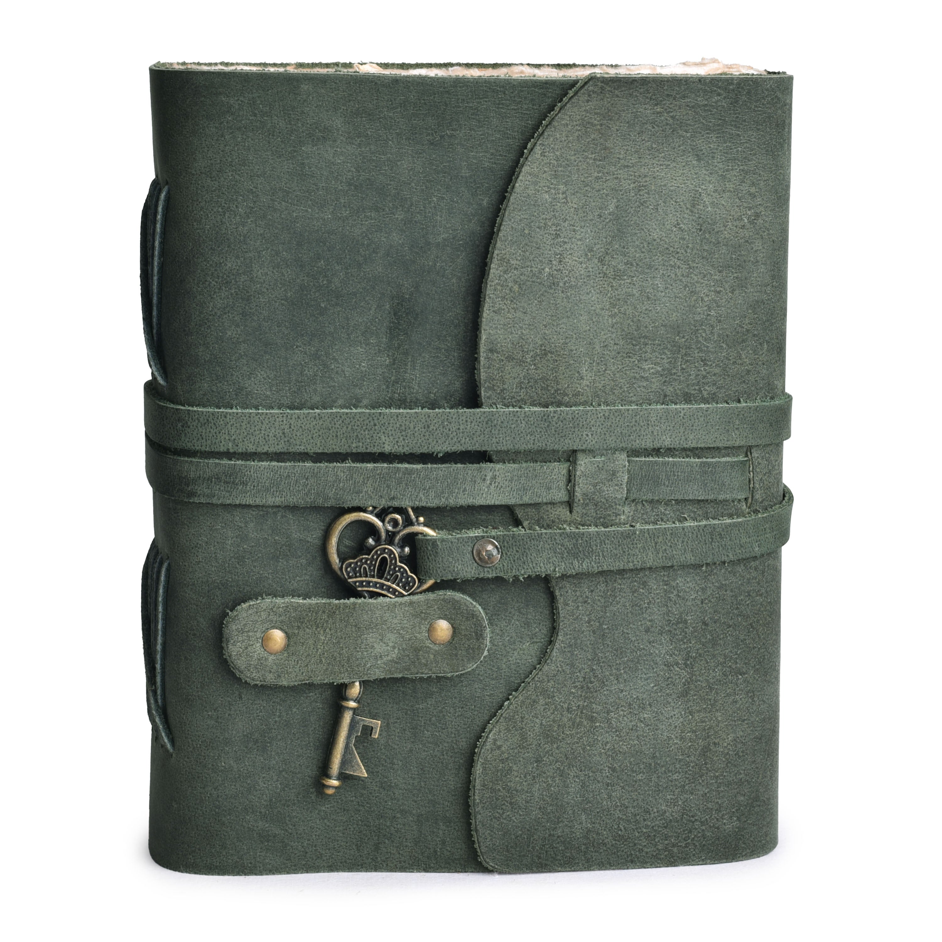 HANDCRAFTED VINTAGE LEATHER JOURNAL WITH ANTIQUE KEY - BOOK OF SHADOWS JOURNAL FOR MEN & WOMEN