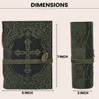 Rustic green leather Bible featuring embossed floral artwork