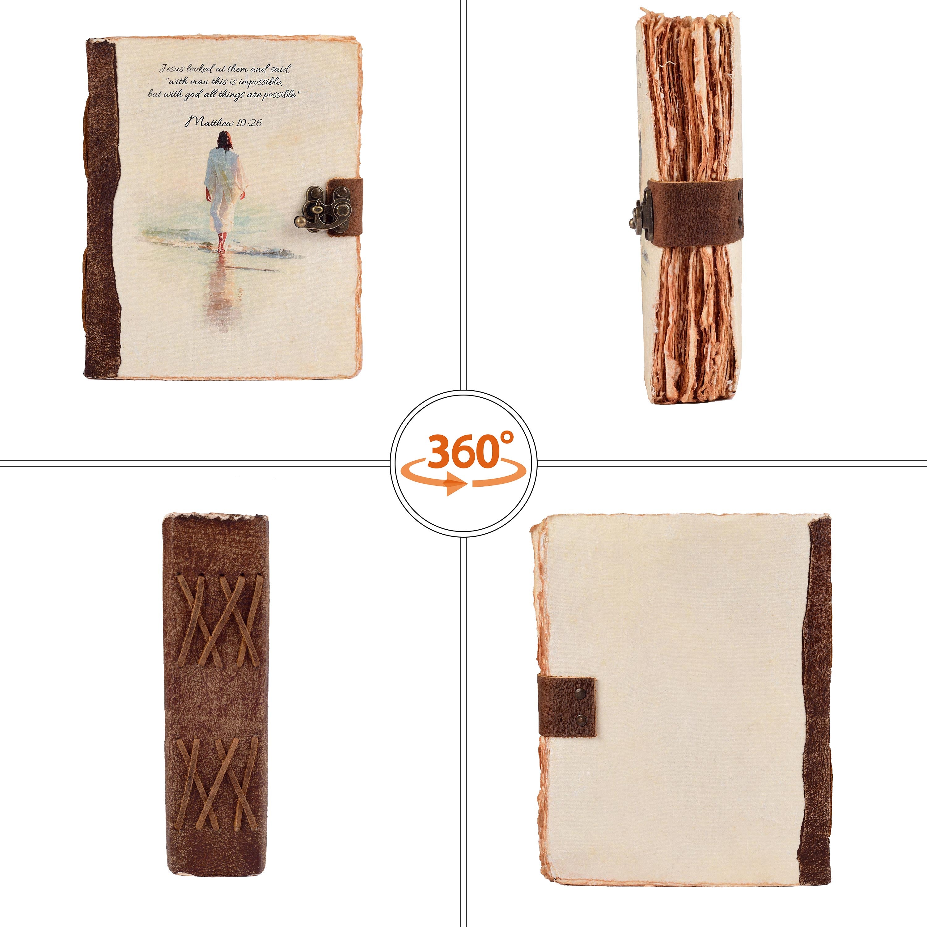 Mathew 19:26 Leather Journal