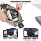 Leather Village Premium Grey Leather Dopp Kit with Waterproof Interior Lining