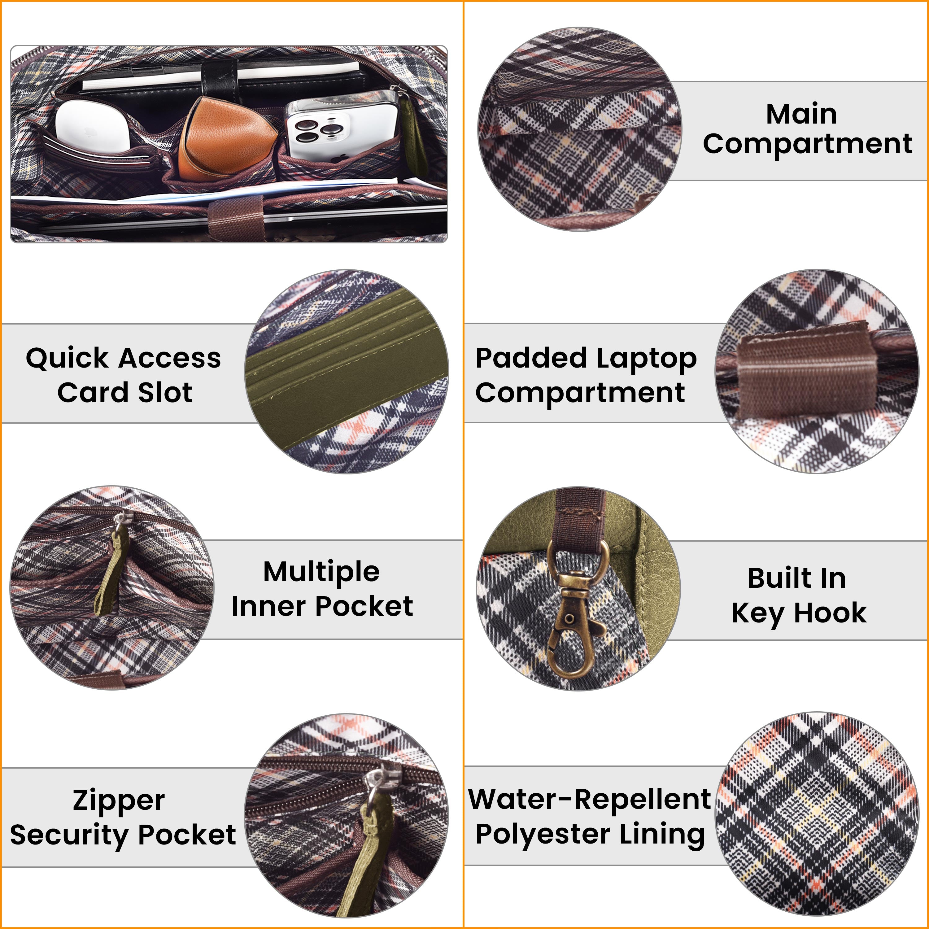 Leather Messenger Bag for Men & Women - Olive
