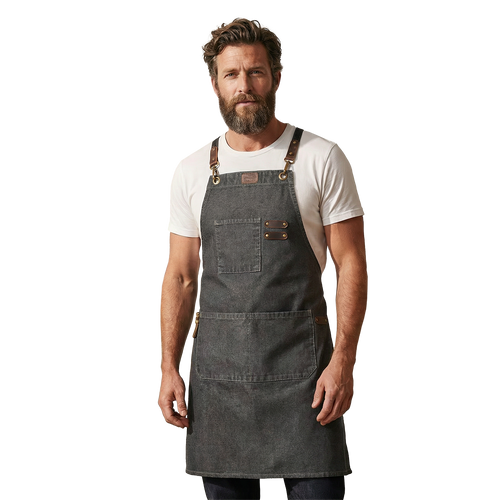 Leather Village canvas cross back work apron for men durable