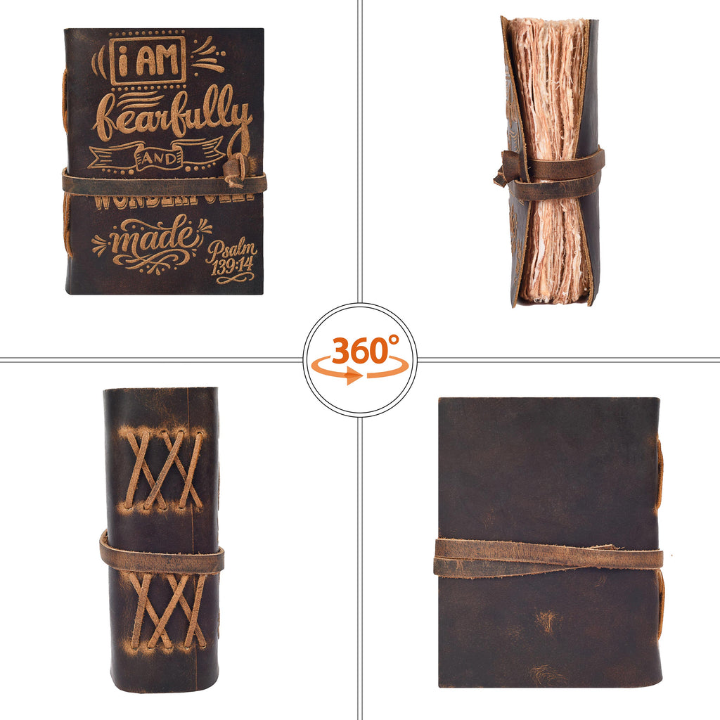 Leather Bound Handmade Christian Bible Journal - Brown
