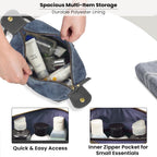 Leather Village Premium Blue Leather Dopp Kit with Waterproof Interior Lining