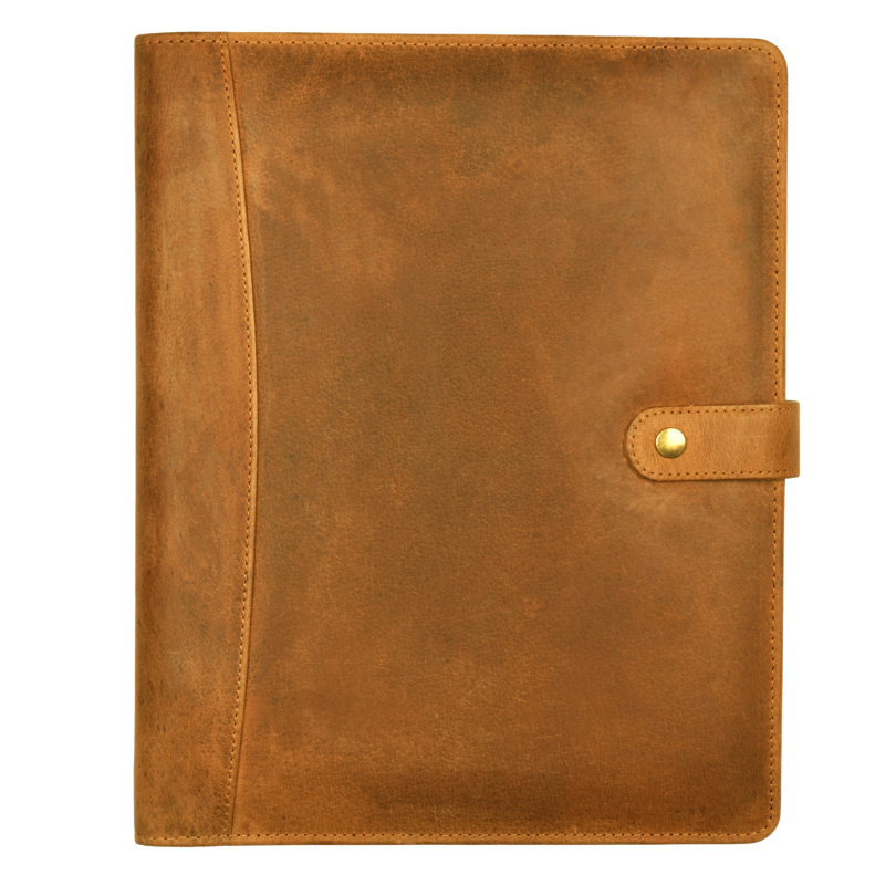 Leather Village carbon black leather padfolio organizer folder
