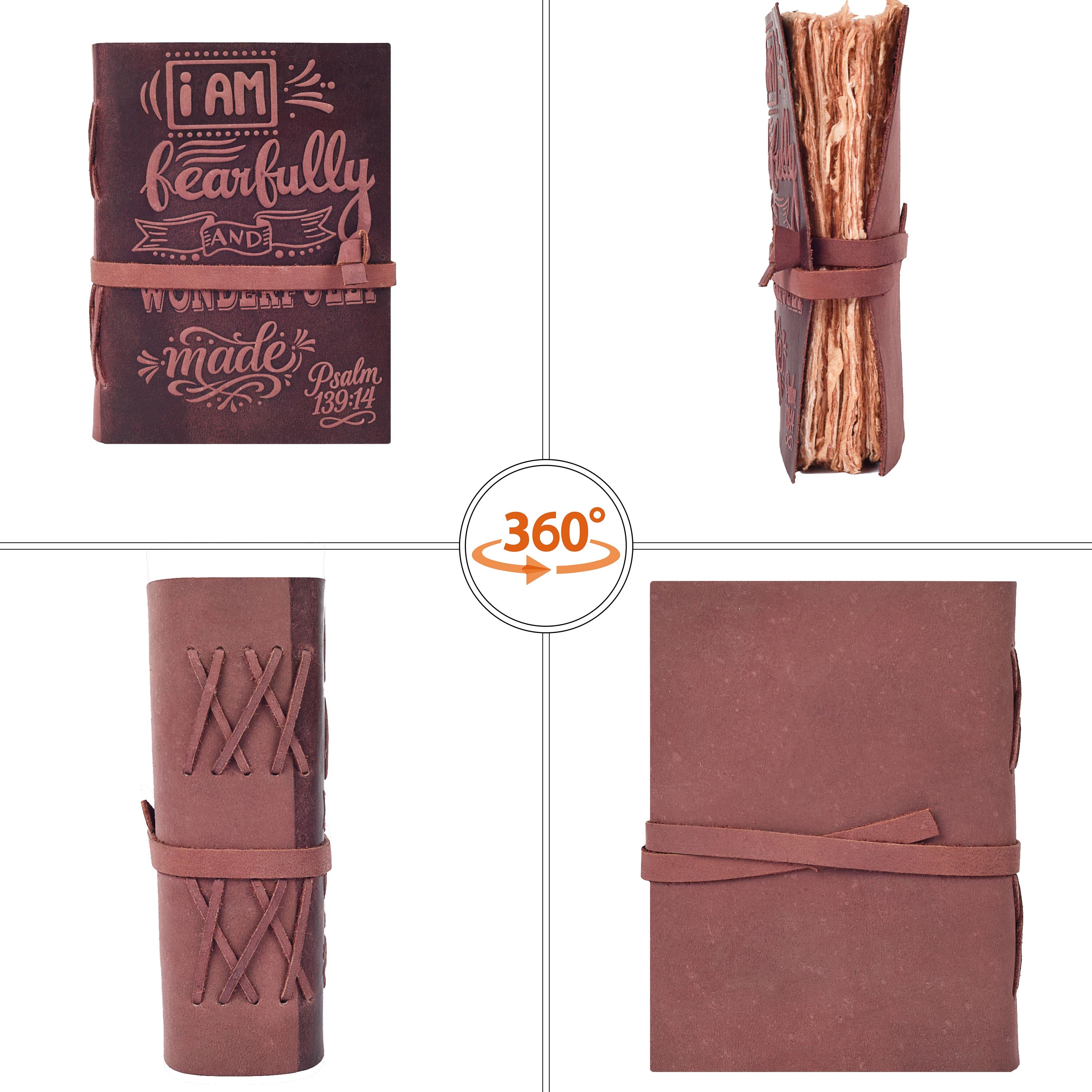 Leather Bound Handmade Christian Bible Journal - Fuchsia