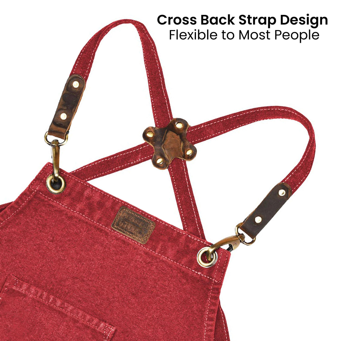 Chef Aprons for Men Women with Large Pockets, Cotton Canvas Cross Back Adjustable Work Apron, Size M to XXL