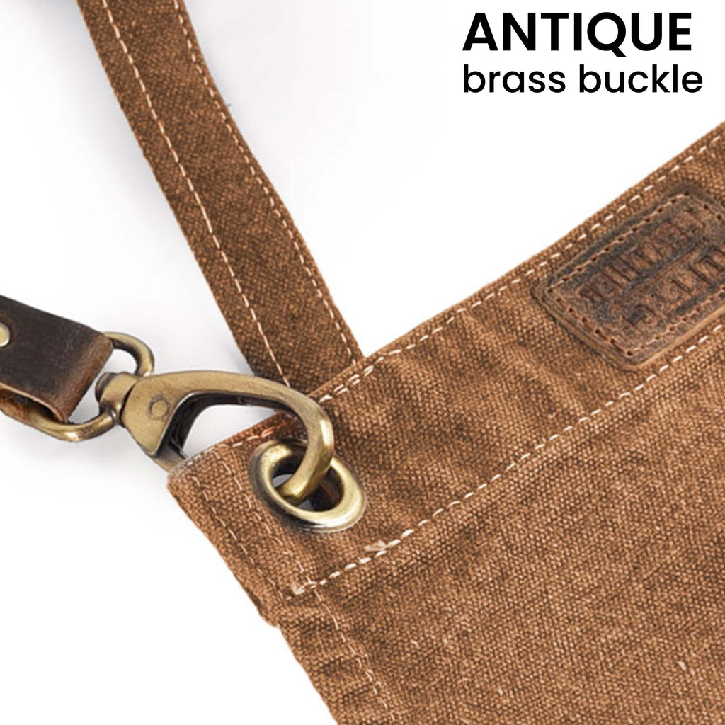 Canvas Cross-Back Work Apron for Men - Tan