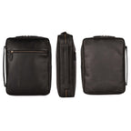 Black Leather Bible Cover with Zipper - Protective Bible Case