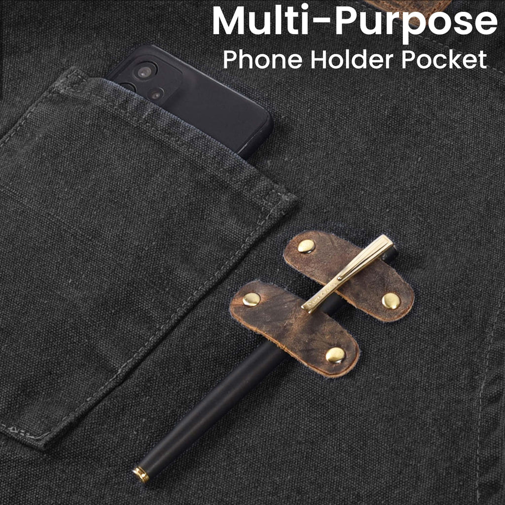 Canvas Cross-Back Work Apron for Men - Black