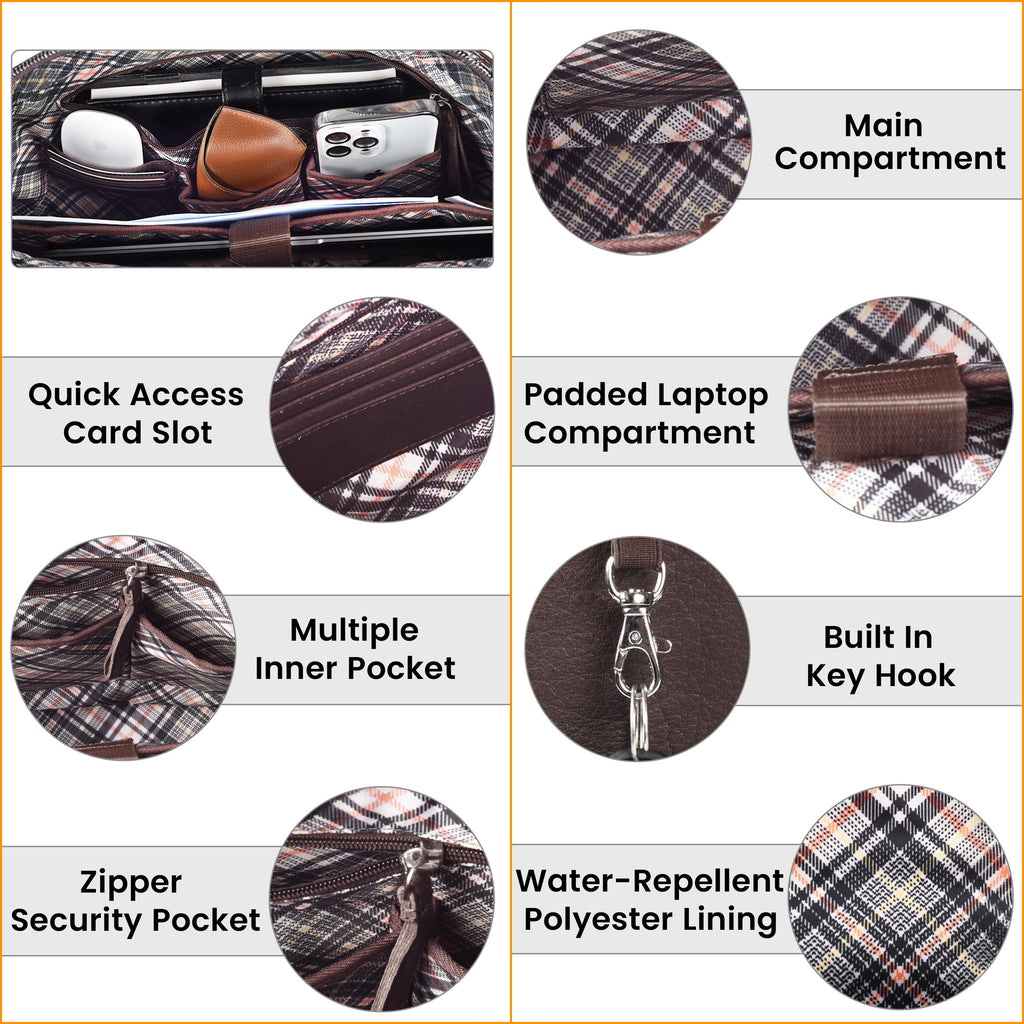 Leather Messenger Bag for Men & Women - Dark Brown