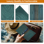 Leather Village green handcrafted leather travel passport case