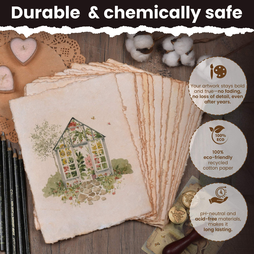 Handmade Watercolor Paper - Vintage | 20 Sheets