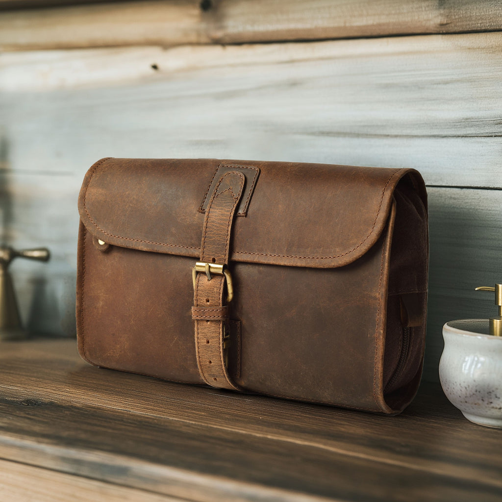 Hanging Toiletry Bag for Travel - Brown