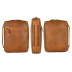 Rustic tan leather Bible cover for travel and worship