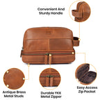 Stylish Leather Village leather travel organizer for toiletries and accessories