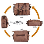 Canvas Messenger Shoulder Bag - Brown