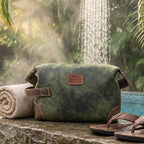 Leather Village Premium Green Leather Dopp Kit with Waterproof Interior Lining