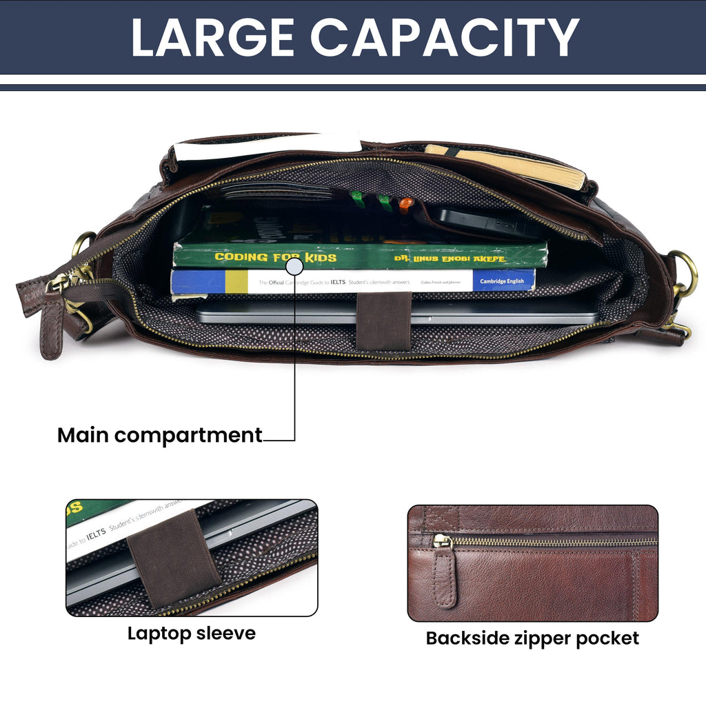 Handmade Vintage Leather Messenger Bag - Red