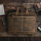 Leather Laptop Messenger Briefcase Bag - Cappuccino Brown