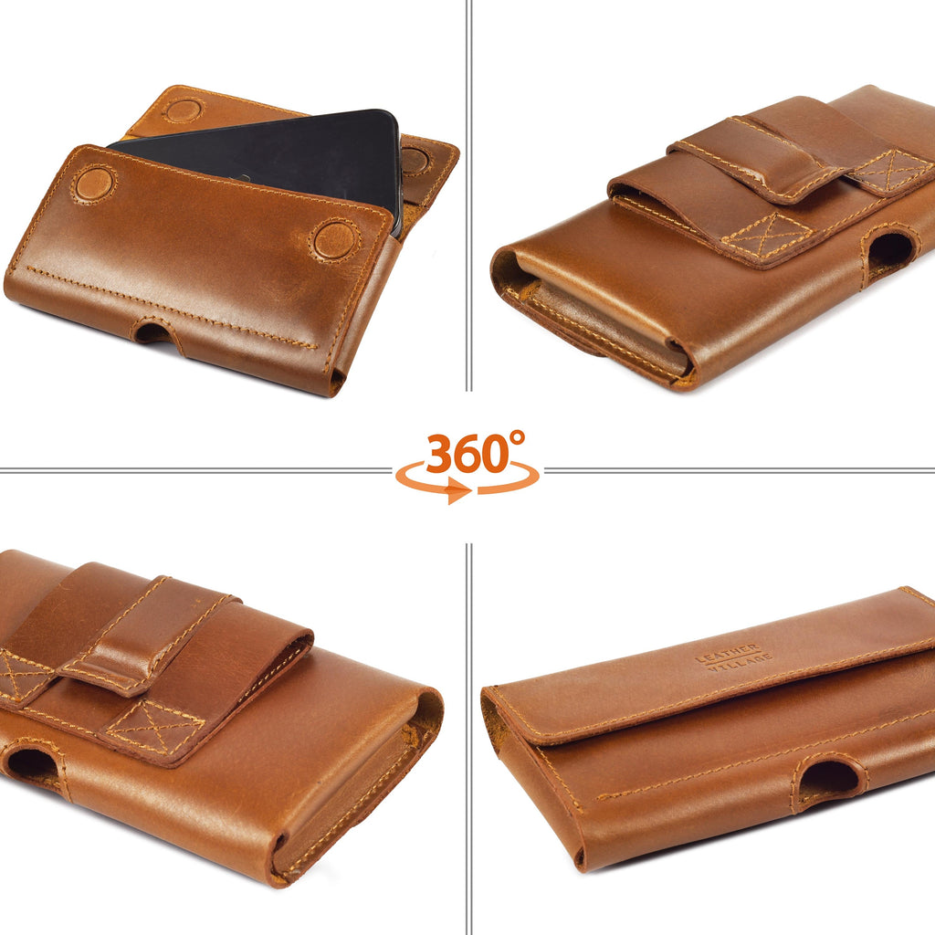 Leather Phone Belt Pouch - Tan Leather Village