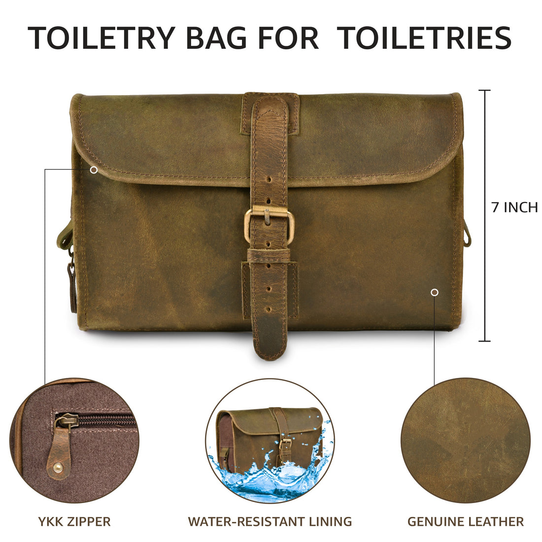 Hanging Toiletry Bag for Travel - Mud Brown