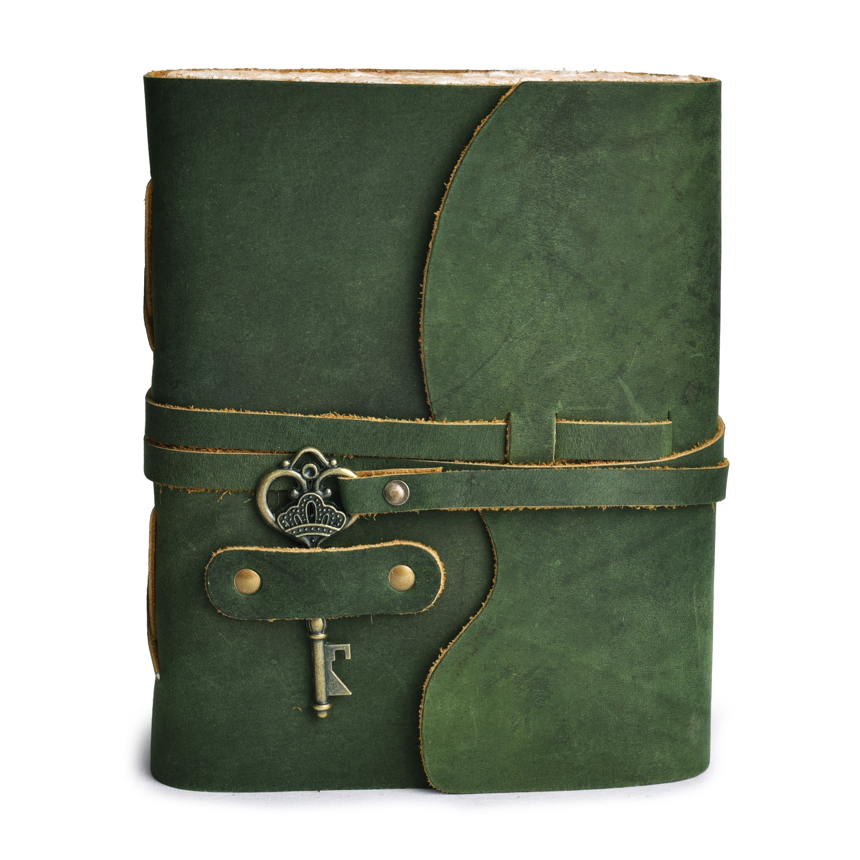 HANDCRAFTED VINTAGE LEATHER JOURNAL WITH ANTIQUE KEY - BOOK OF SHADOWS JOURNAL FOR MEN & WOMEN