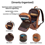 Tan Brown Leather Laptop Backpack for Work & Travel