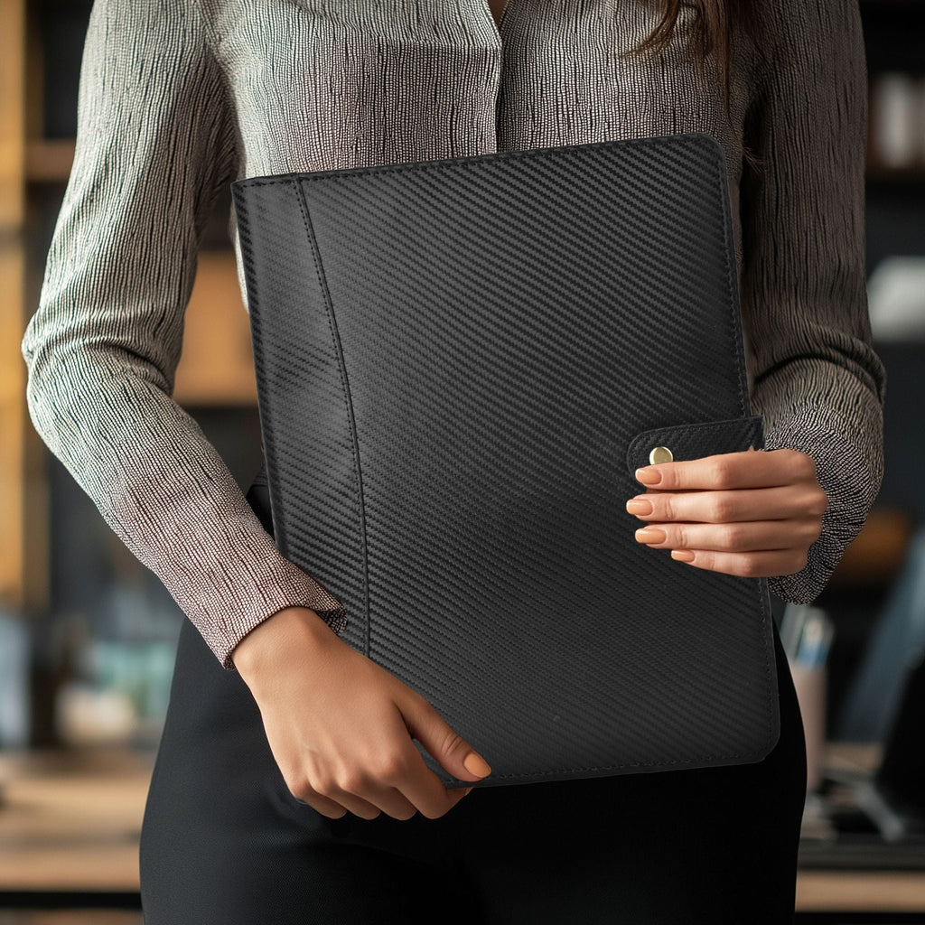 Leather Village carbon fiber leather business padfolio case
