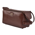 Brown Carbon Fiber  Leather Toiletry Bag For Travel