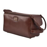 Brown Carbon Fiber  Leather Toiletry Bag For Travel
