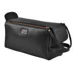 Black Carbon Fiber  Leather Toiletry Bag For Travel