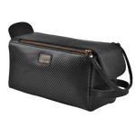 Black Carbon Fiber  Leather Toiletry Bag For Travel
