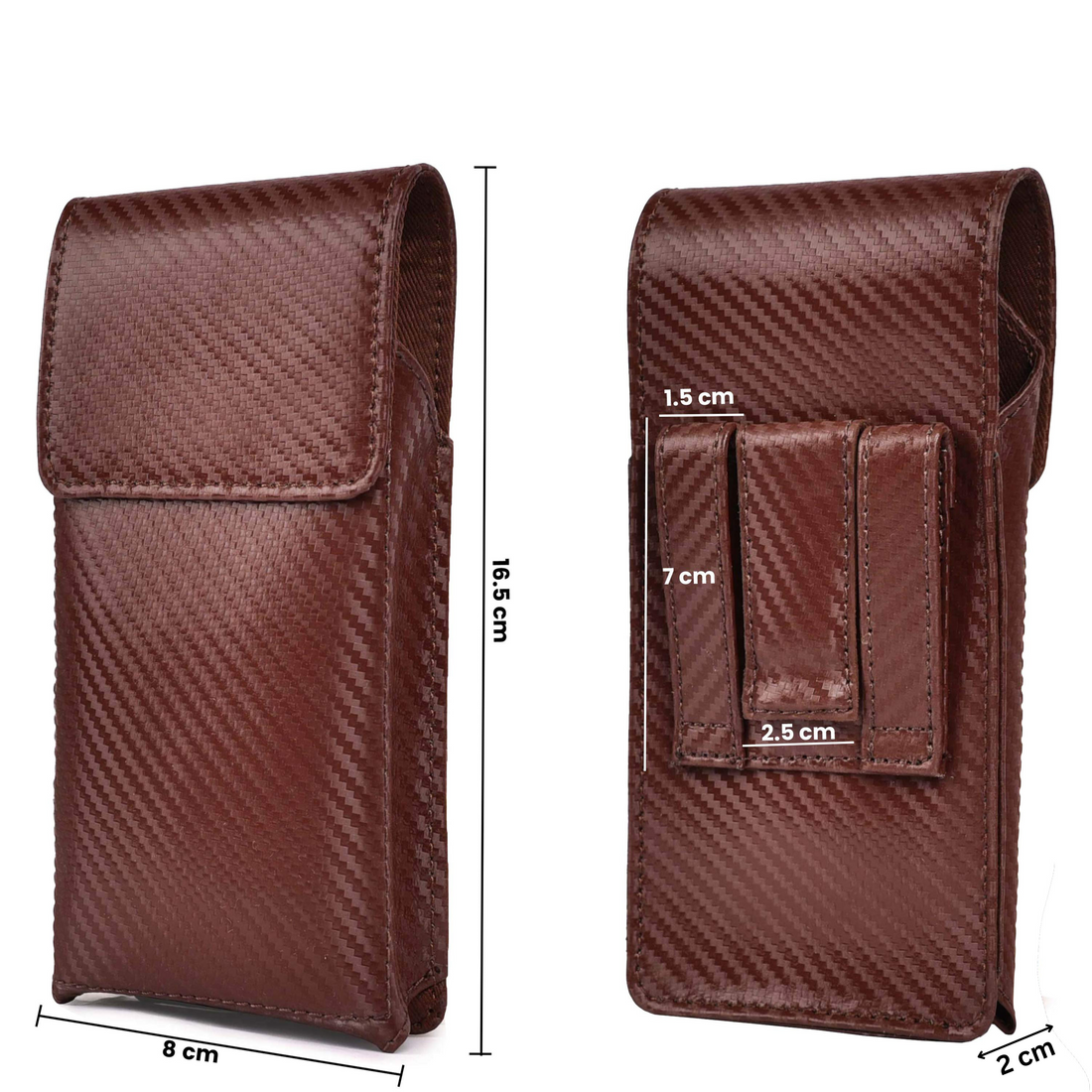 LEATHER VILLAGE Carbon Fiber Genuine Leather Phone Holster with Belt Clip - Available in Black, Brown, Tan