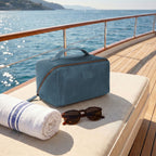 Leather Travel Cosmetic Bag for Women - Blue