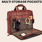 Leather Laptop Messenger Briefcase Bag - RED