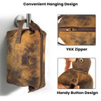 Leather Village Handmade Brown Leather Shaving Bag for Travel and Daily Grooming