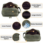 Leather Village Olive Leather Grooming Bag for Gym Business Trips and Weekend Travel
