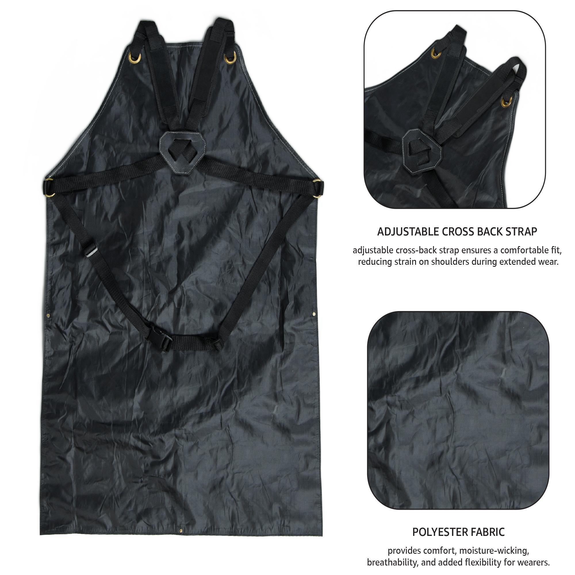 Black Leather Tool Apron – Suede Leather Bib Apron for Woodworking