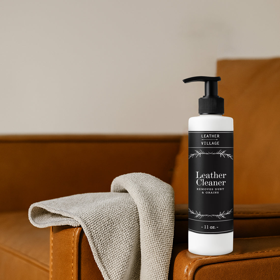 Leather Cleaner and Conditioner 11 oz – Stain Remover for Car Interiors, Leather Furniture, Couch, Chair, Jackets, Shoes, Purse, Bag with a Non-Toxic, Restoring Formula