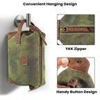 Leather Village Handmade Green Leather Shaving Bag for Travel and Daily Grooming