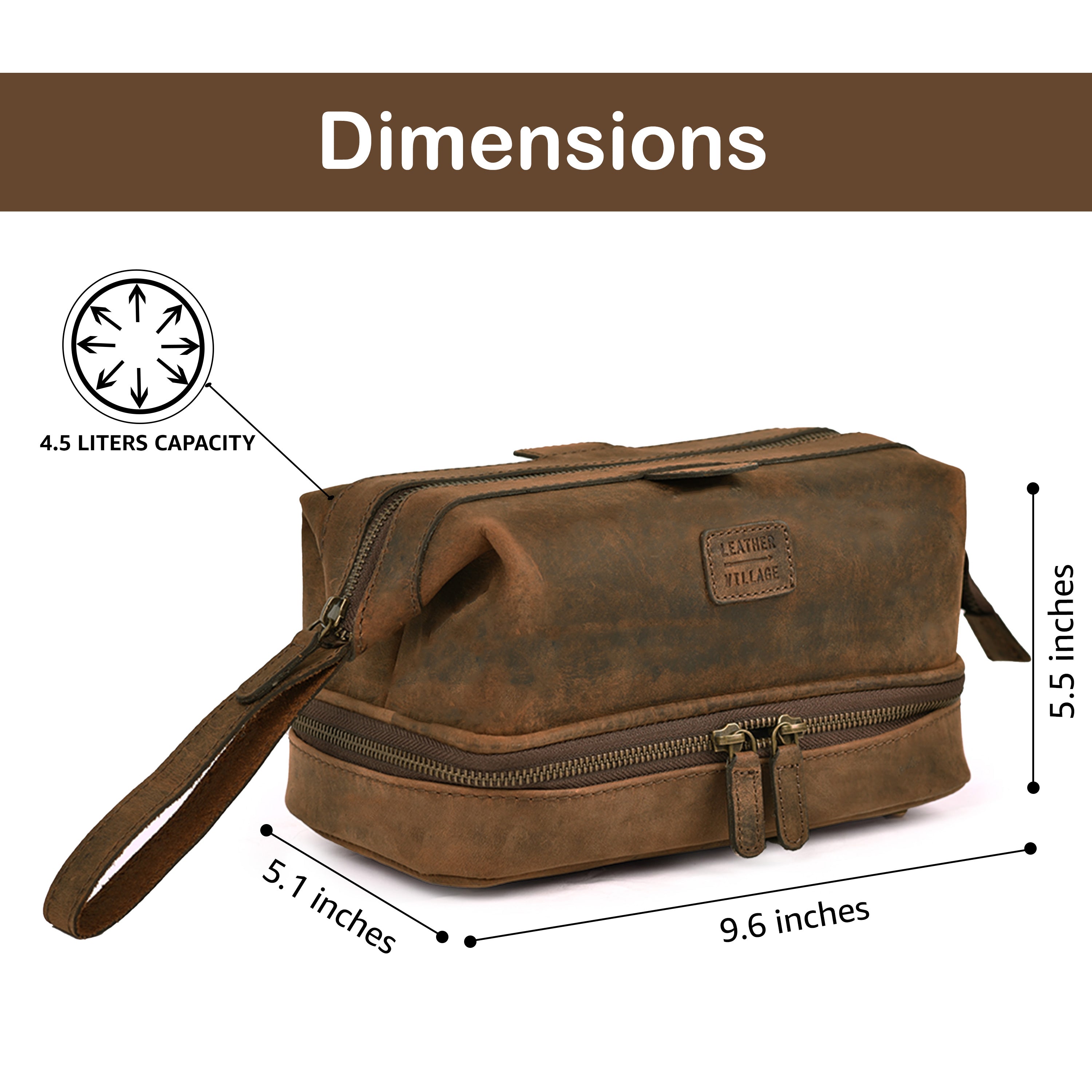 Brown Leather Dopp Kit – Travel Toiletry Bag