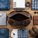 Leather Travel Duffel Bag - Cherry