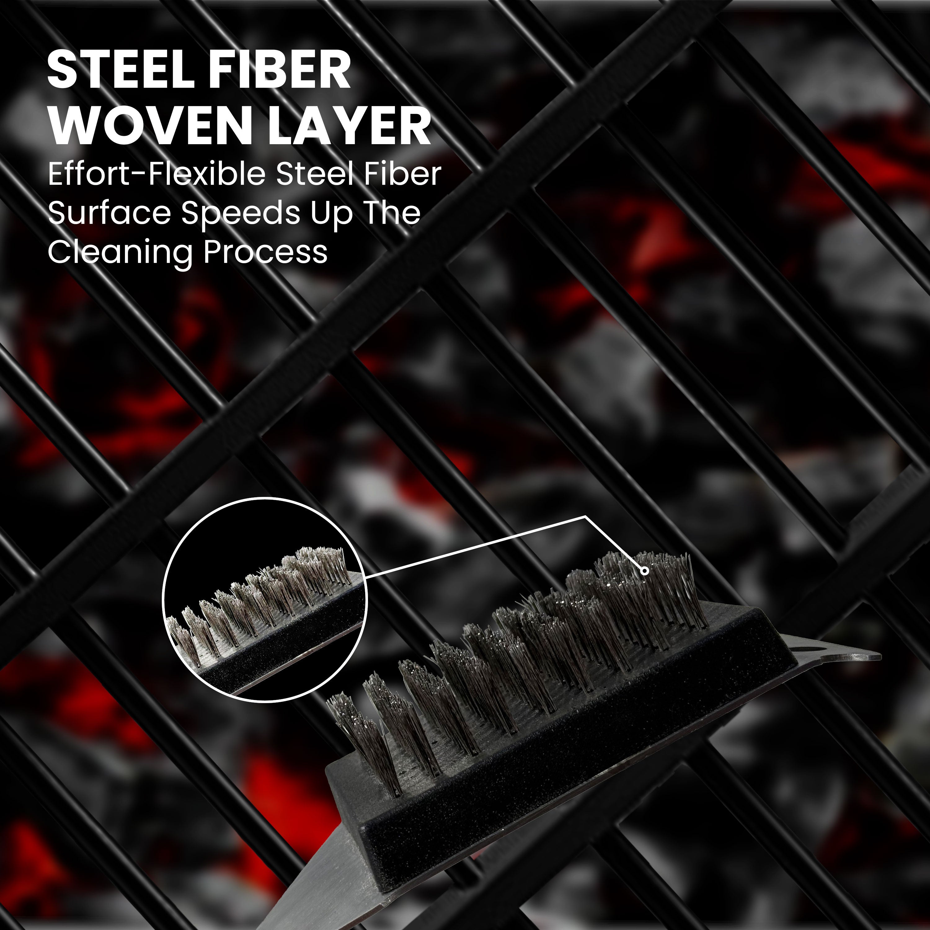 Grill Brush and Scraper for Barbecue with Replaceable Stainless Steel Bristles Head – Grill Brush for Outdoor Grill with Extended 15” Large Wooden Handle