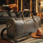 Leather Travel Duffel Bag - Mud