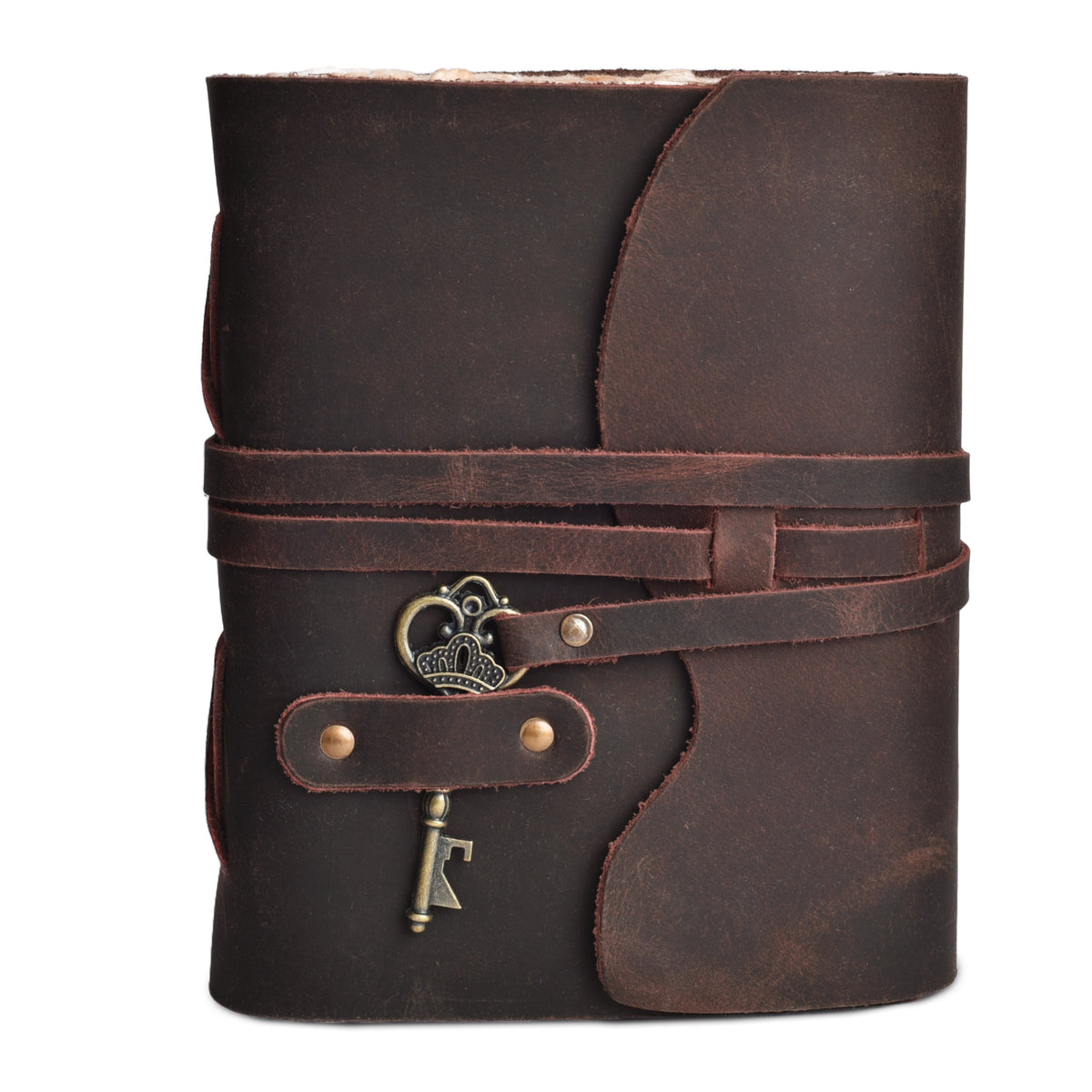HANDCRAFTED VINTAGE LEATHER JOURNAL WITH ANTIQUE KEY - BOOK OF SHADOWS JOURNAL FOR MEN & WOMEN
