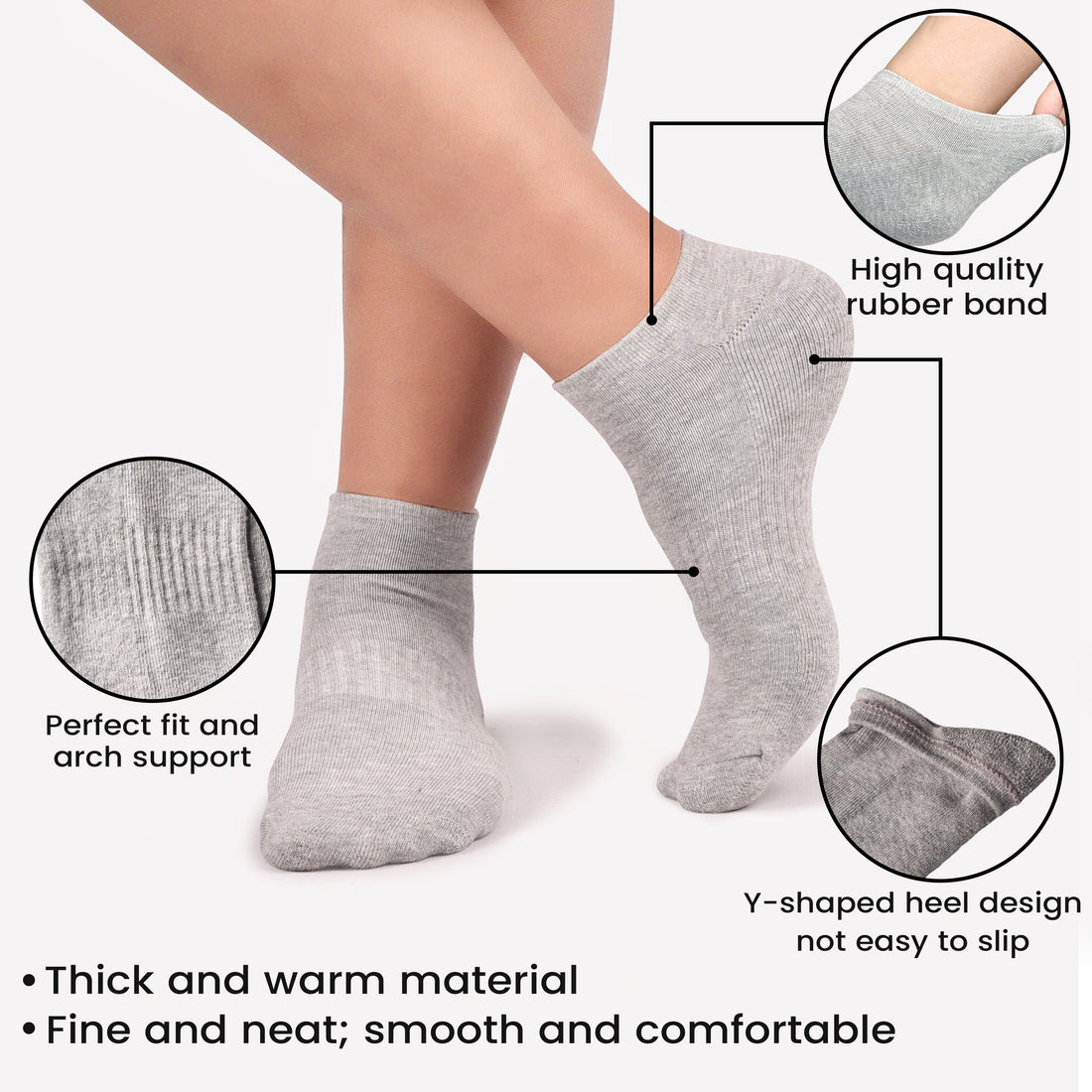 No Show Socks for Men & Women - Stylish Cotton Comfort Running Socks- Low Cut Ankle Length Anti Slip Socks Pack of 6