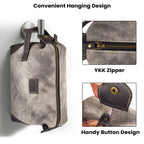 Leather Village Handmade Grey Leather Shaving Bag for Travel and Daily Grooming