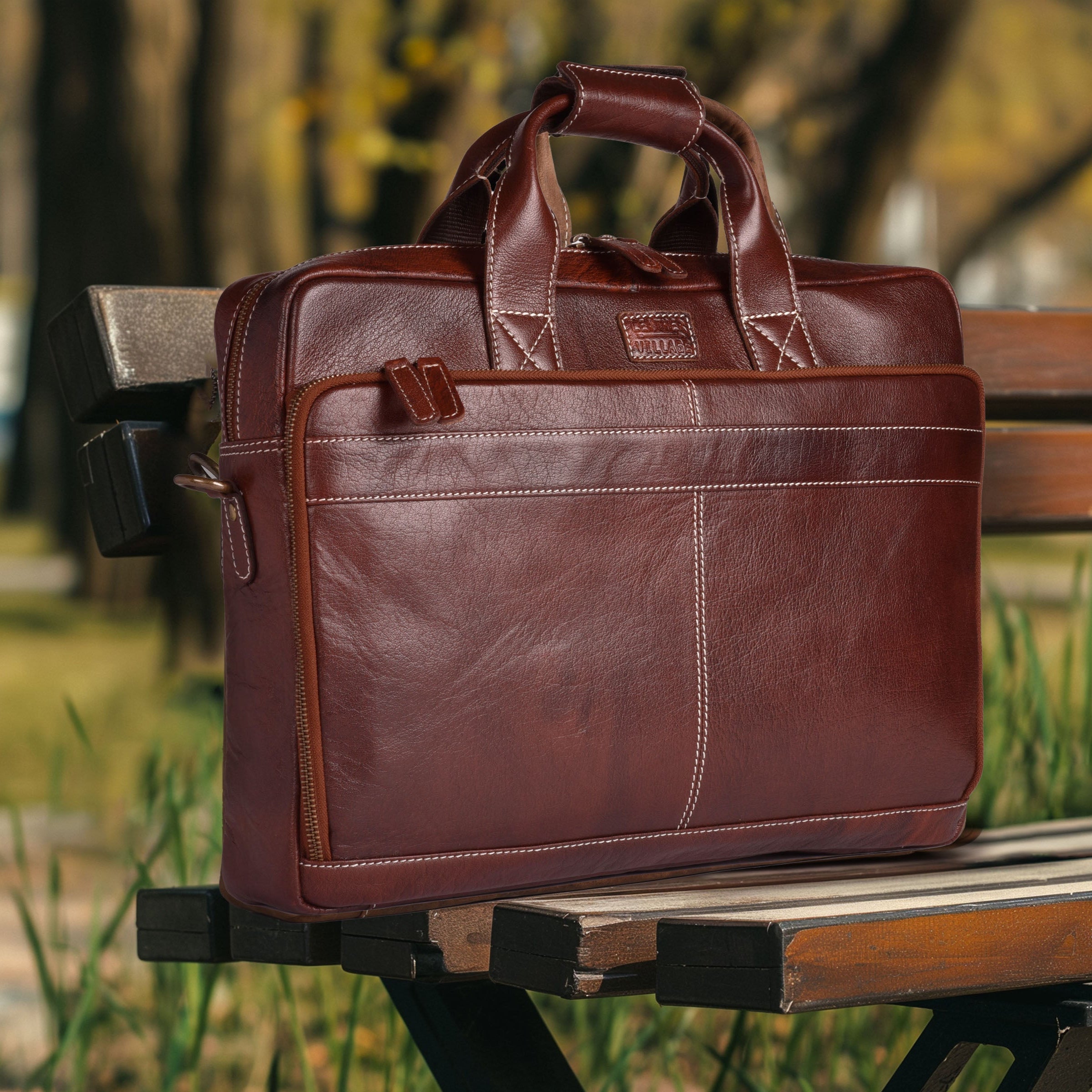LEATHER VILLAGE 16" Leather Laptop Messenger Briefcase Bag for Men-Brown-Leather Satchel for Travel and Office Shoulder Bag