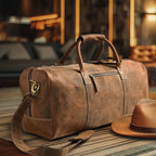 Leather Travel Duffel Bag - Brown